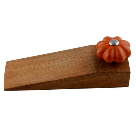 2 Pieces Orange Crackle Melon Ceramic Wooden Door Stopper